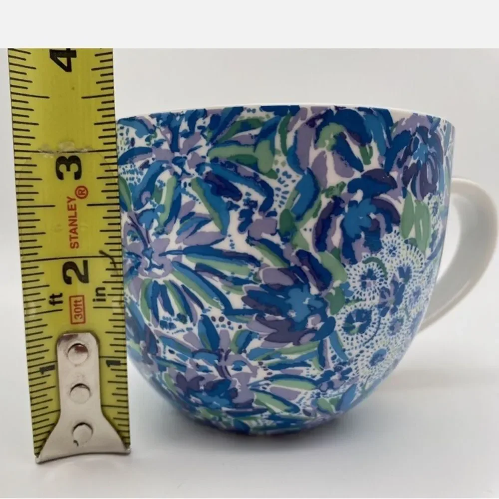10X$50 Lilly Pulitzer Ceramic Dinner Blue Coffee Mug Floral